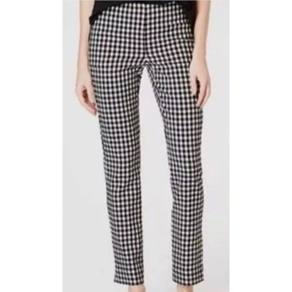 J Jill Pants‎ Size 12 Ankle Gingham Check Essential Cotton Stretch Slim Black